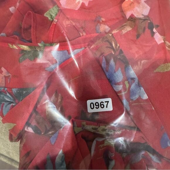 CAbi Devoted Floral Bell Sleeve Blouse Red Size Medium Style 3590 - Picture 6 of 6